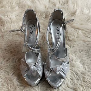 Guess Silver Platform Heels. Size 7.